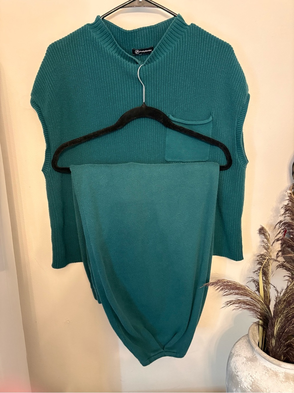 Prettygarden Teal Women’s Sleeveless Knit Sweater and bubble pant set size xxl